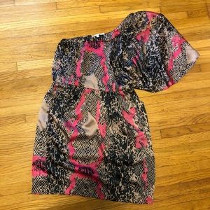 Snakeskin one shoulder dress with pockets